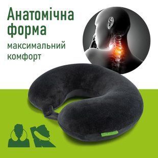 Подушка дорожня Comfort Trip PMF 001-1 305x285x100 чорна з кнопкою PMF 001-1 black фото